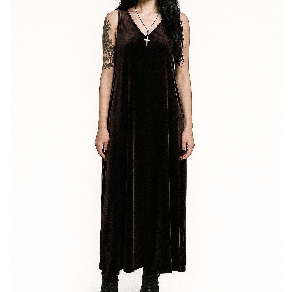 Vintage Fairy Grunge Velvet Maxi‎ Dress Womens Size 10 USA Whimsigoth Vamp